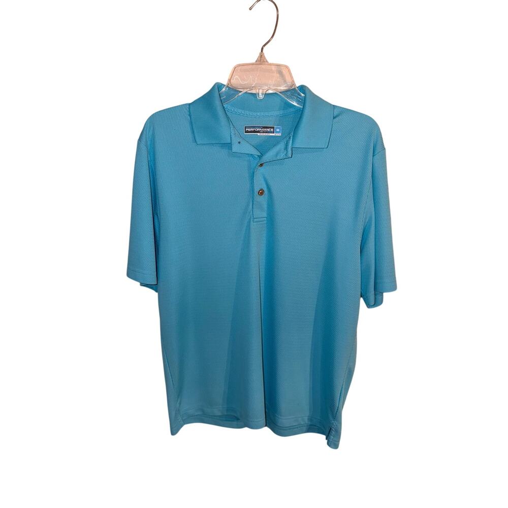 Roundtree & Yorke Performance Men’s Polo Shirt Medium Turquoise Blue